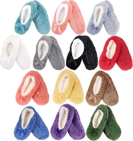 BambooMN Adult Super Soft Warm Cozy Fuzzy Soft Touch Sleeper Slippers Non-Slip Lined Socks in Kuwait