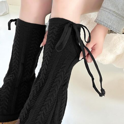 YELAIVP Kawaii Leg Warmers Y2K Knit Lace up Leg Warmers Cute Japanese Harajuku Lolita Leg Warmers for Women Girls in Kuwait