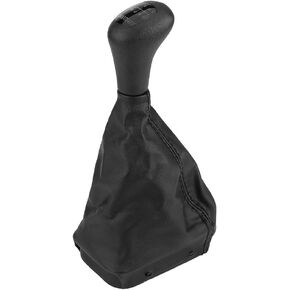 Manual 5/6 Speed Black Leather Gear shifter Knob Kit Gaiter Boot Cover Dust- Proof Gear Stick Cover for Benz W202 C 93-01 W208 CLK 97-03 W210 E 95-03(5 Speed)