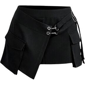 Floerns Women's Low Waist Asymmetrical Hem Bodycon Mini Skirt Y2k Cargo Skirt