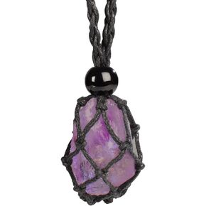 weryerker Natural Raw Gemstone Crystal Pendant Necklace Cord Handwoven Necklace Stone Necklace Adjustable Length Suitable for Women and Men.