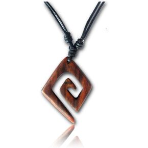 Organic Wood Adjustable Spiral Necklace for Women - Boho Necklace or Tribal Pendant Necklaces for African, Hawaiian, Maui, Egyptian, or Indian Looks