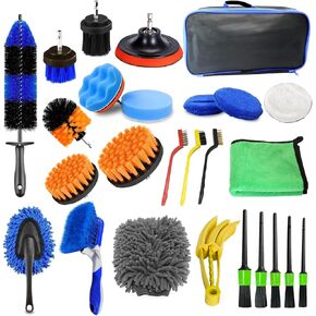 26 Pcs Car Cleaning Brush Kit, Car Detailing Kit, Auto Detailing Kit, Vehicle Detailing Kit Interior, Car Wash Detailing Kit for Exterior, Exterior,Wheels,Car Cleaning Tools and Supplies