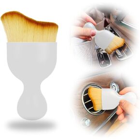 1PCS Car Interior Detailing Soft Brush Detailing Interior Auto Interior Soft Hair Removal Brush Scratch Free, Cleaning Dashboard Curved Design Universal Car Brush Tool (Black-Yellow)