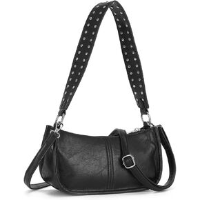 Oweisong Red Y2K Purse for Women Trendy Leather Shoulder Bag Punk Rivet Crossbody Bag Retro Under Arm Shoulder Purse