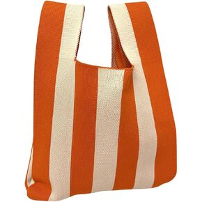 MakeMeChic Women's Striped Top Handle Pouch Bag Colorblock Small Handbag Purses