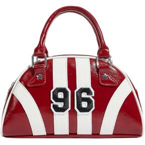 Floerns Women's Colorblock Zipper Handle Bowling Bag Purse Leather Clutch Handbags