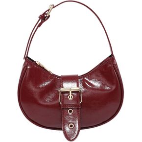 MakeMeChic Women's PU Leather Top Handle Zipper Buckle Crescent Bag Satchel Handbags