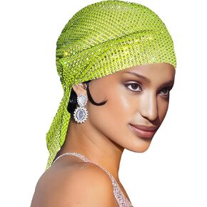 Rhinestone Mesh Headband 1920s Beaded Cap Belly Dance Cap Gatsby Themed Party Nightclub Headwrap Rave Headpiece