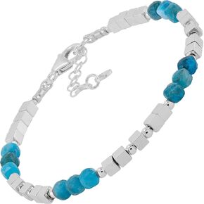Silpada 'Good Values' Sterling Silver Apatite and Hematite Beaded Bracelet, 7" + 1"