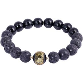 Lava Stone Feng Shui Black Obsidian Bracelets for Men Women Wealth Gifts Essential Oil Diffusion 10mm