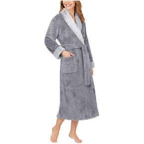 Carole Hochman Women's Sleepwear Size S Textured Plush Long Sleeve Robe Gray