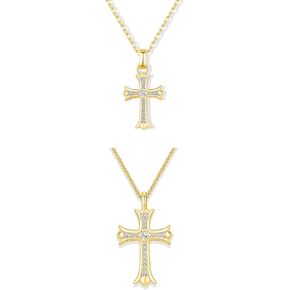 Gold Cross Necklace for Women and Men, Gold/S925 Sterling Silver Girl's Cross Necklace With Moissanite Diamond, Cross Necklace for Boys, Cross Pendant Necklace for Kids