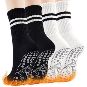 Pilates Grip Socks Non Slip Yoga Socks for Women Lady Anti-Skid Thickened Athletic Socks Barre Gym 2/4 Pairs