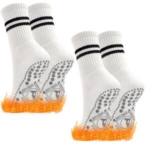 Pilates Grip Socks Non Slip Yoga Socks for Women Lady Anti-Skid Thickened Athletic Socks Barre Gym 2/4 Pairs in Kuwait