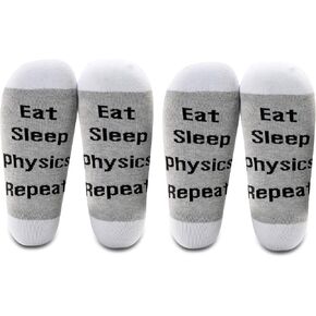 LEVLO Physics Fans Socks Sports Lovers Gift Eat Sleep Physics Repeat Cotton Socks for Physics Lovers