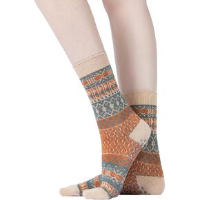 Yoga Pilates Socks with Grips for Women Knit Patterned Non Slip Cushioned Crew Socks for Barre Ballet Dance