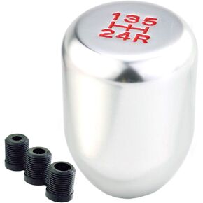 Lunsom 5 Speed Shifter Knob, Aluminium Alloy Gear Shifter Stick Handle Manual Shifting Lever Head Fit Most Auto Manual Transmissions (Silver)