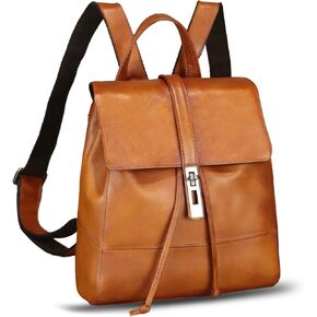 LRTO Genuine Leather Backpack Purse for Women Vintage Casual Daypack Back Bag Handmade Knapsack Western Rucksack Satchel (Purple)