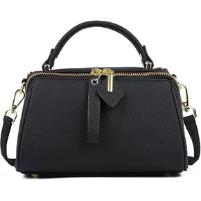 Genuine Leather Boston Bags for Women, Crossbody Bags Vintage Top Handle Satchels for Ladies with a adjustable Strap.