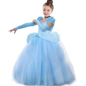 Fancy Cinderella Princess Dress Costume Puff Sleeve Halloween Birthady Party Cosplay for Girls 2-11T…