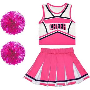Danzcue Cheerleader Costume for Girls, Cheerleader Dress, Cheerleading Uniform for Halloween Cosplay Gifts, Pink, Medium in Kuwait