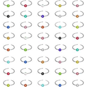 40PCS Colorful Rhinestone C Shape Nose Rings, 316L Stainless Steel Hypoallergenic 22G Nose Rings, Unisex Fashion Simple Piercing Jewelry