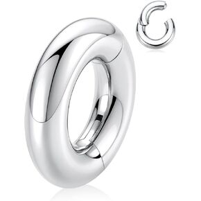FUNLMO 2g Septum Jewelry Septum Nose Ring Large Gauge Earrings for Stretched Ears Surgical Steel Septum Clicker PA Piercing Jewelry 16mm Silver