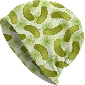 Dill Pickles Pattern Slouchy Beanie Hat for Men/Women Hip-Hop Soft Lightweight Running Headwear Cap Baggy Skull Sleep Scarf Thin Knit Hat