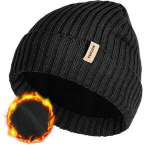 Sukeen Winter Beanie for Men Women Fleece Lined Soft Warm Winter Hat Waterproof Cuffed Skull Cap for Cold Weather