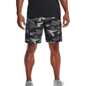 Under Armour Men's UA Elite Cargo Printed Shorts, Black/Gray Camo, Large