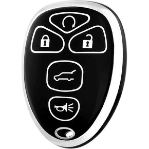 for Chevrolet Key Fob Cover, Soft TPU Protection Car Key Case Compatible with Chevy Suburban Tahoe Traverse Buick Enclave Cadillac Escalade GMC Acadia Yukon Smart Car Key Fob (Silver Black)