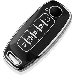 Tukellen Key Fob Cover for Nissan, 2023 2024 Rouge Pathfinder Versa 4Runner Smart Key Fob Protection, Soft TPU Shell, Silver (5 Buttons)