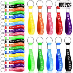 Sasylvia 100 قطعة يسوع يحبك سيليكون سلاسل المفاتيح المسيحية الكتاب المقدس الآية سلاسل المفاتيح السائبة ملهمة الدينية سيليكون سلسلة المفاتيح المسيحية هدية للكنيسة (متعددة الألوان، الكلاسيكية) in Kuwait