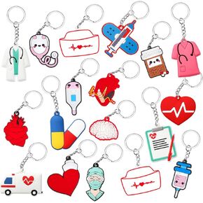 Henoyso 36 Pack Nurse Keychain Nurse Gifts for Christmas Party Favors CNA Nurses Week Gift Nurse Week Day School Nurse Gifts Rn Nurse Keychains(Lovely Style)