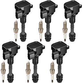 Set of 6 UF401 Ignition Coil Pack and 4469 Spark Plugs Compatible with INFINITI G35 I35 M35 FX35 3.5L V6 Nissan 350Z Pathfinder NV1500 NV2500 NV3500 Xterra Quest Replaces 6734025 22433AL61C