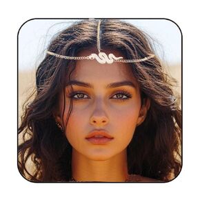 Aukmla Gold Head Chain Snake Headpiece Hair Chain Festival Costume Headband Hair Accessories for Women