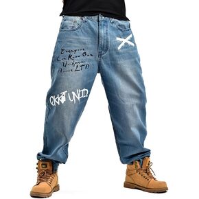 LUOBANIU Men's Baggy Jeans Loose Fit 90s Vintage Embroidered Casual Denim Fashion Hip-hop Street Dance Skateboard Pants
