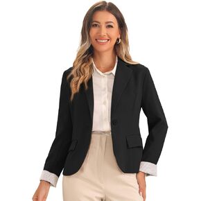Allegra K Casual Blazer for Women's Lapel Collar Long Sleeve Cropped Blazer