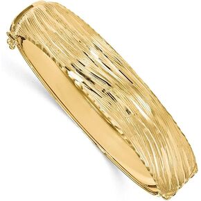 Diamond2Deal Solid 14k Yellow Gold Polished Textured Bangle Bracelet
