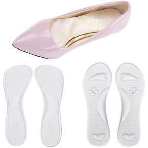 High Heel Cushion Inserts Women, ¾ Adhesive High Heel Relief Insoles Prevent Slipping, Silicone Invisible Cushioning Insoles, Arch Support Shoe Inserts for High Arch Flat Feet, 2 Pairs, Clear