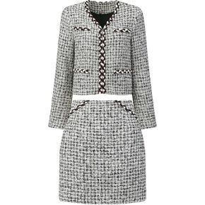 Women's Plaid Tweed Suit Set 2 Piece Outfits Short Blazer Jacket and Skirt Sets