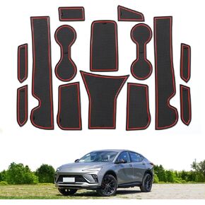 Car Anti-Slip Gate Slot Cup Mats for Buick Envista 2024 2025 Center Console Liners Cup Holders Inserts Mat Door Pocket Liners Accessories Interior （Black）