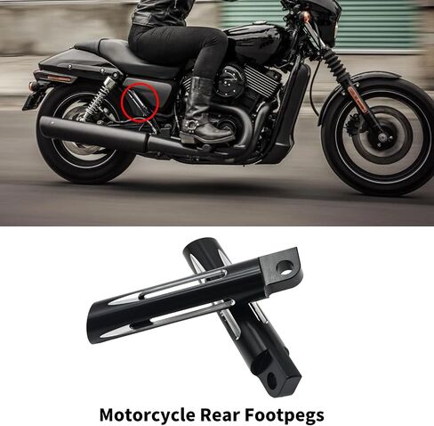2 Pcs Motorcycle Rear Footpegs CNC Cut Threaded Mounting Foot Pegs Footstool Pedals Replacement for Harley Sportster Road King Electra Glide Fat Bob Dyna Touring Black in Kuwait