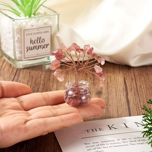 Pandahall Green Aventurine Crystal Money Tree Chakra Gemstone Crystal Tree Crystals Chip Stone Decoration Tree of Life Money Tree with Vase Base Feng Shui Decor for Home Office Desk Ornaments in Saudi Arabia