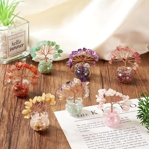 Pandahall Green Aventurine Crystal Money Tree Chakra Gemstone Crystal Tree Crystals Chip Stone Decoration Tree of Life Money Tree with Vase Base Feng Shui Decor for Home Office Desk Ornaments in Saudi Arabia