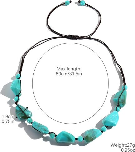 Turquoise Choker Necklace Large Chunky Turquoise Necklace Boho Chain Necklace Beach Summer For Women Jewelry in Saudi Arabia