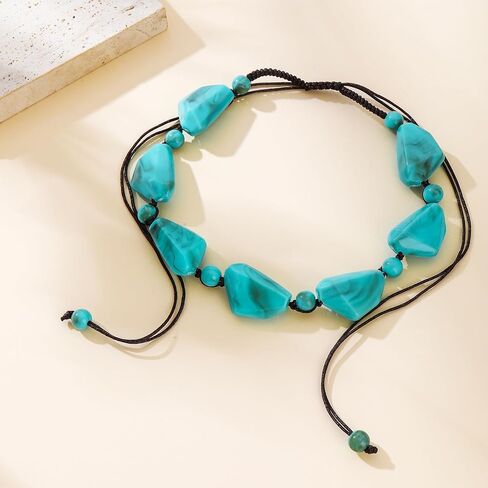 Turquoise Choker Necklace Large Chunky Turquoise Necklace Boho Chain Necklace Beach Summer For Women Jewelry in Saudi Arabia