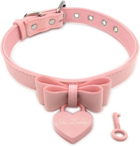 Succuba Bell Choker Collar Necklace Lolita Bow Padlock Collar Choker Necklace Kitty Velvet Necklace for Women and Men in Kuwait