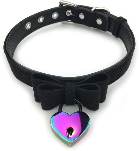 Succuba Bell Choker Collar Necklace Lolita Bow Padlock Collar Choker Necklace Kitty Velvet Necklace for Women and Men in Kuwait